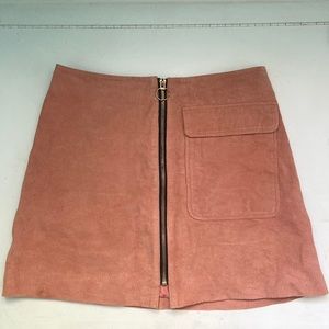 Vintage Mod Suede Zip Front Mini Skirt